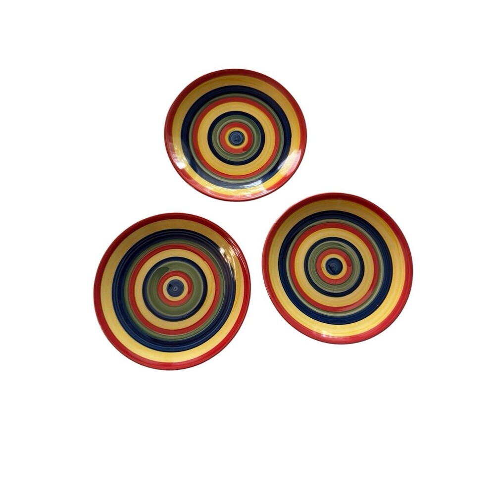 Tabletops Unlimited Swirl Salad Plates Set 3 Multicolor 8.5 Discontinued